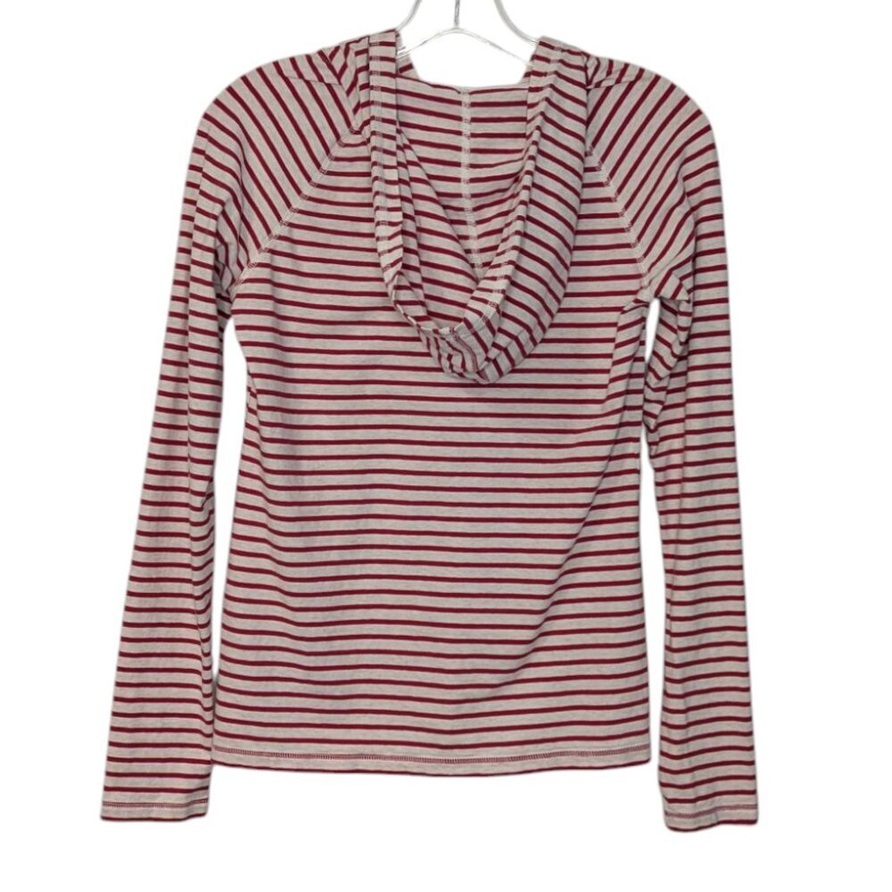 J Crew White and Red Henley Hoodie - SZ - S - Picture 2 of 5